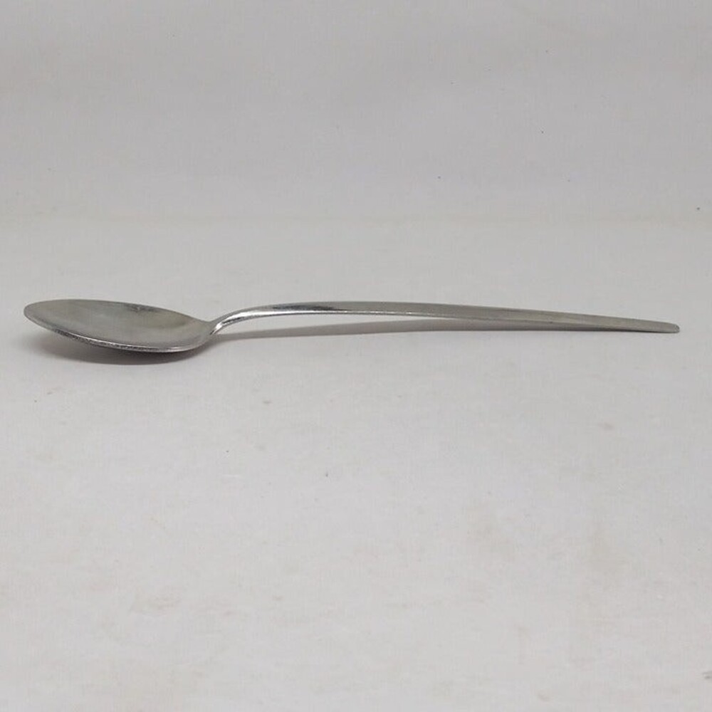 Ekco Stainless Iced Teaspoon-EKS36-Made in USA-MCM-Center Ridge-Minimal-Set of 6 - Picture 6 of 6